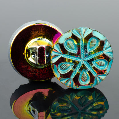 Czech Glass Buttons - Snowflake Button - Shank Buttons - Artisan Button - Handmade Button - 27mm (1582) 1pcs