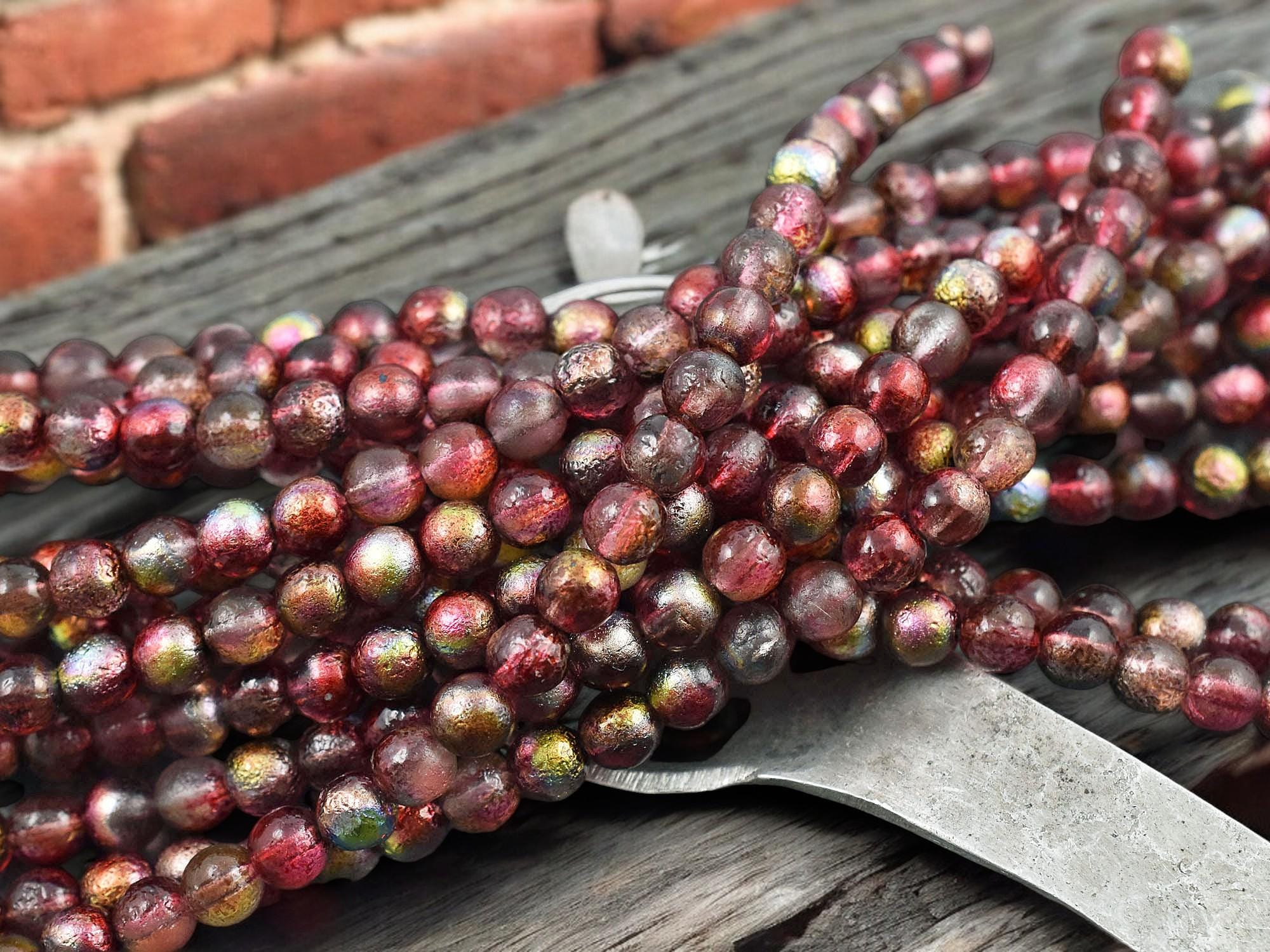 Etched Magic Raspberry Round Druk Beads - Choose Your Size - The Bead ...