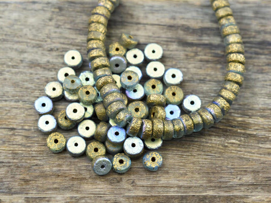 Heishi Beads - Picasso Beads - Czech Glass Beads - Spacer Beads - Rondelle Beads - 6x3mm - 50pcs - (A633)