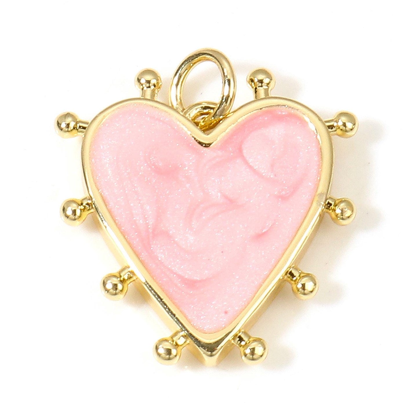 19x18mm 18k Gold Plated Pearlized Enamel Heart Charms