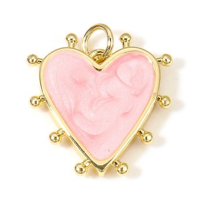 19x18mm 18k Gold Plated Pearlized Enamel Heart Charms