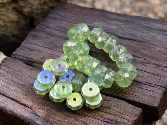 Heishi Beads - Czech Glass Beads - Fire Polished Beads - Rondelle Beads - 6x4mm - 15pcs - (5548)