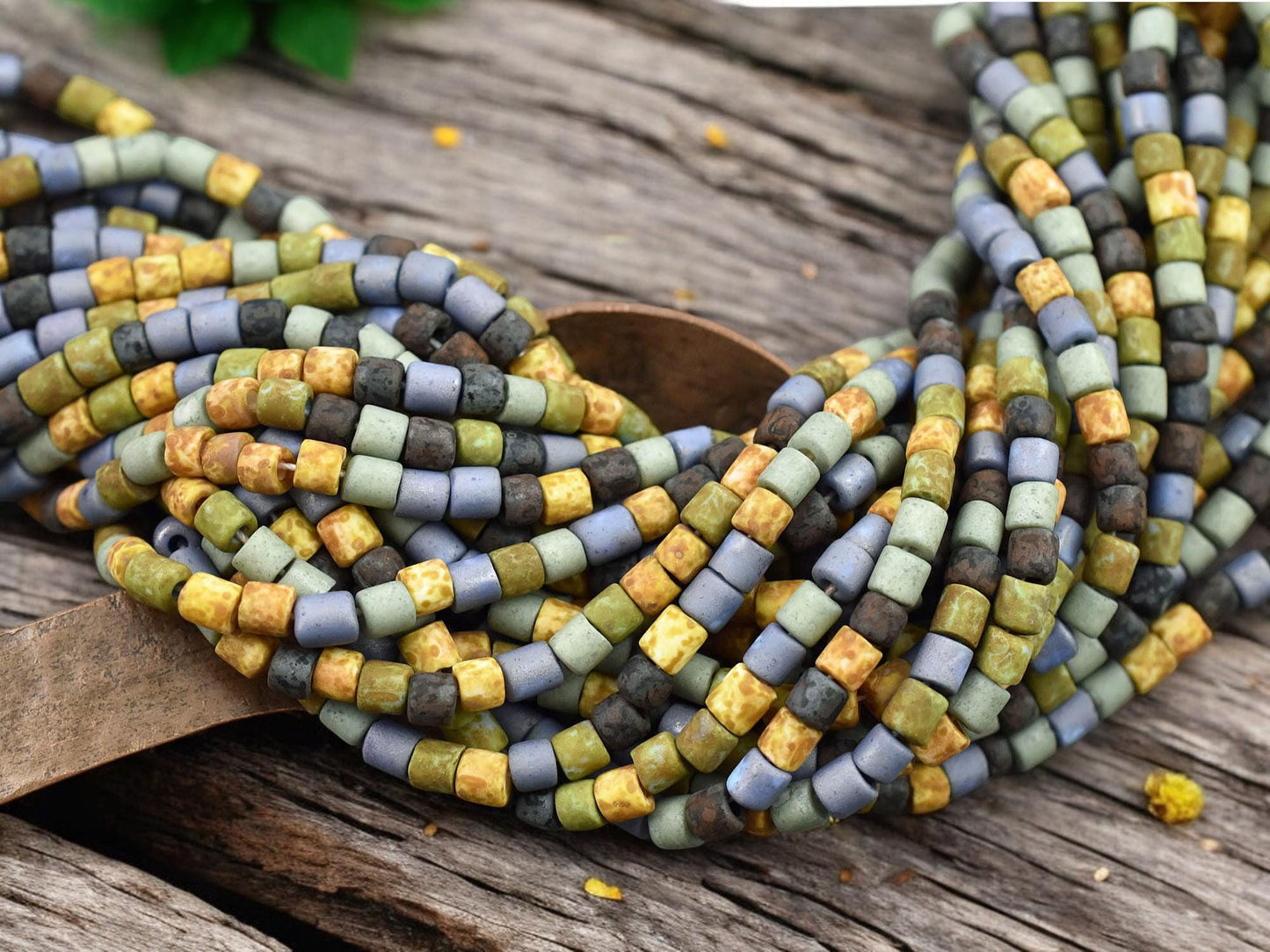 Picasso Beads - Size 6 Beads - Czech Glass Beads - Aged Seed Beads - 4mm - 21" Strand - (A613)