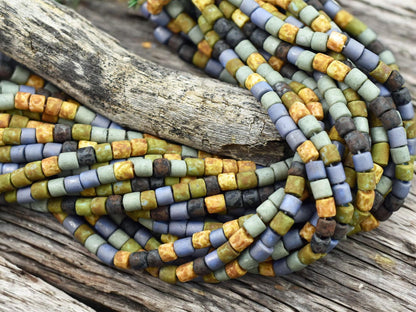 Picasso Beads - Size 6 Beads - Czech Glass Beads - Aged Seed Beads - 4mm - 21" Strand - (A613)