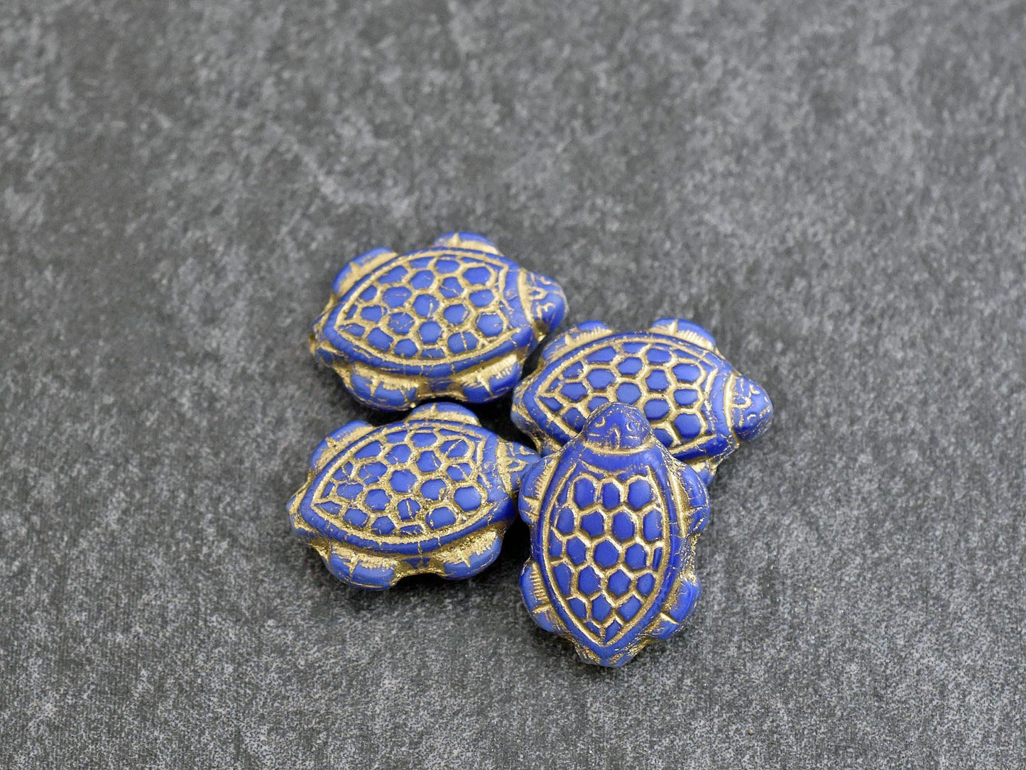 Czech Glass Beads - Turtle Beads - Picasso Beads - Tortoise Beads - 18x13mm - 4pcs - (4475)