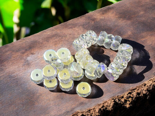 Heishi Beads - Czech Glass Beads - Fire Polished Beads - Rondelle Beads - 6x4mm - 15pcs - (5484)