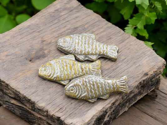 Fish Beads - Czech Glass Beads - Czech Glass Fish - 25x12mm - 8pcs - (A434)