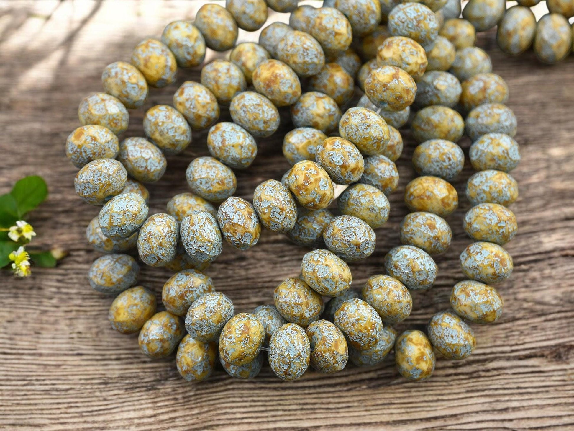 Czech Glass Beads - Rondelle Beads - Picasso Beads - Fire Polished Beads - 6x8mm - (5553)