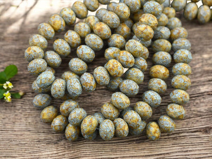 Czech Glass Beads - Rondelle Beads - Picasso Beads - Fire Polished Beads - 6x8mm - (5553)