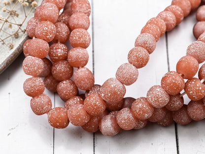 Carnelian Orange Pompeii Round Beads (24" Strand)  Indonesian Glass Beads