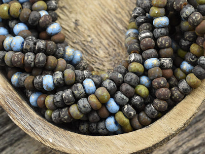 2/0 Aged Matte Nyx Picasso Mix Seed Beads (19' Strand)