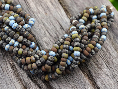 2/0 Aged Matte Nyx Picasso Mix Seed Beads (19' Strand)