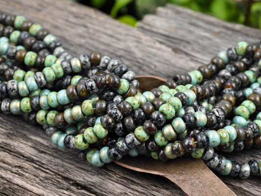 2/0 Aged Jade Jeweled Metallic Mix Seed Beads (20" Strand)