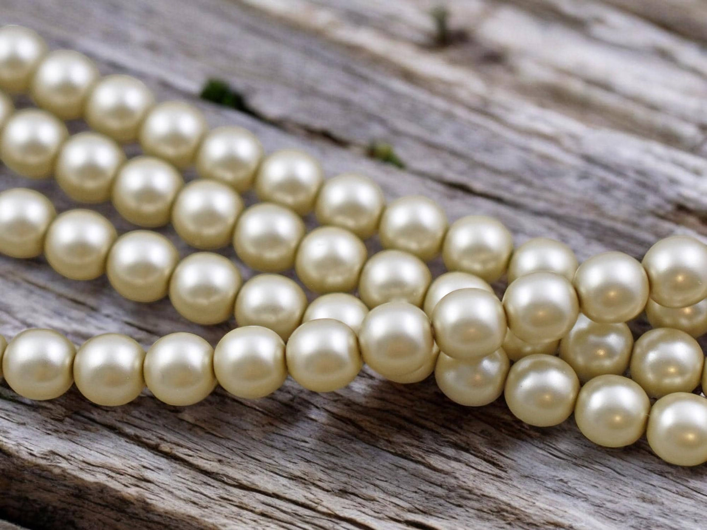 Czech Glass Satin Taupe Round Pearl Beads -- Choose Your Size