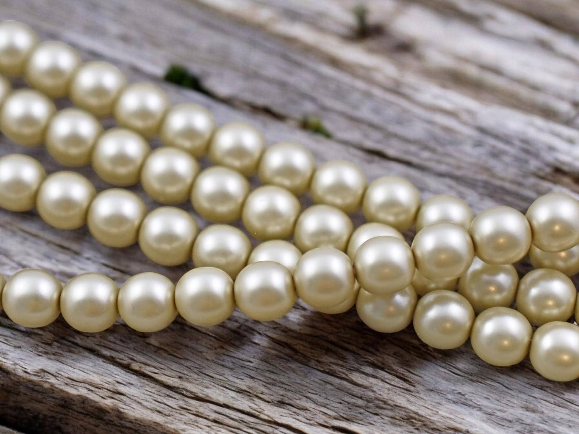 Czech Glass Satin Taupe Round Pearl Beads -- Choose Your Size