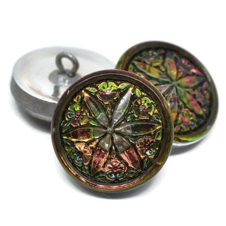 Czech Glass Buttons - Shank Buttons - Artisan Button - Handmade Button - 18mm - (3989) 1pcs