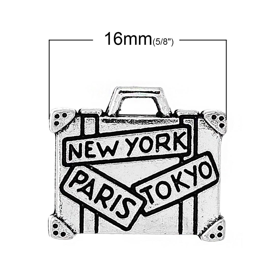 Metal Charms - Silver Charms - Travel Charms - Luggage Charms - 16x14mm - 20pcs - (5221)