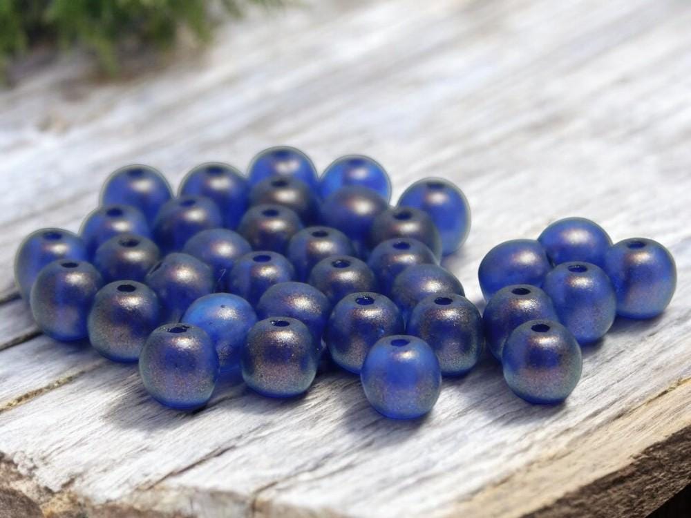 Czech Round Beads - Round Beads - Czech Glass Beads - 4mm Beads - Ultramarine Halo - 35pcs - (816)