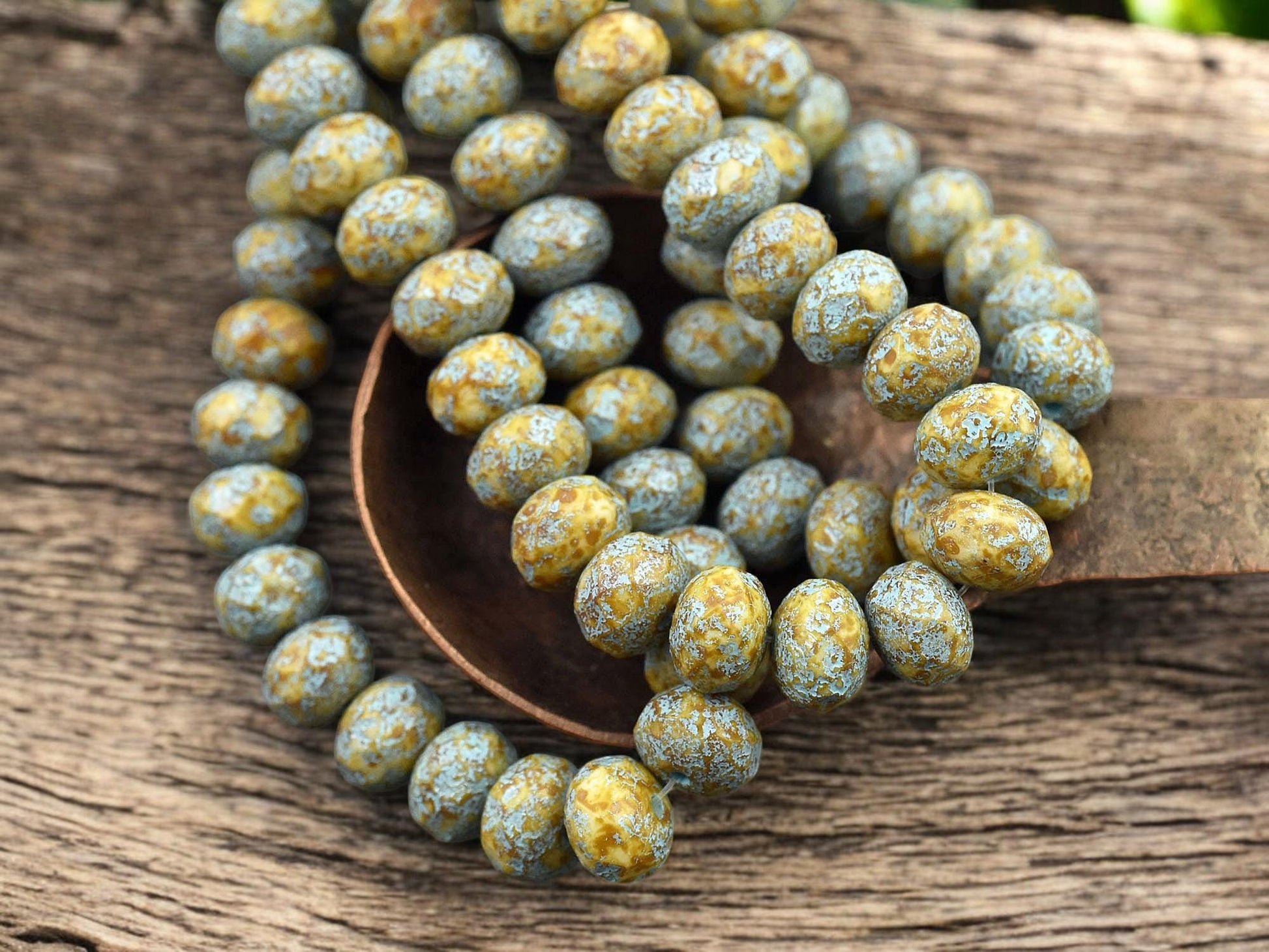 Czech Glass Beads - Rondelle Beads - Picasso Beads - Fire Polished Beads - 6x8mm - (5553)