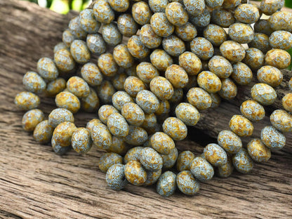 Czech Glass Beads - Rondelle Beads - Picasso Beads - Fire Polished Beads - 6x8mm - (5553)