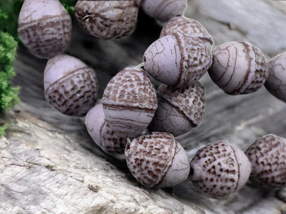 *8* 10x12mm Metallic Brown Washed Matte Dark Thistle Acorn Oval Beads