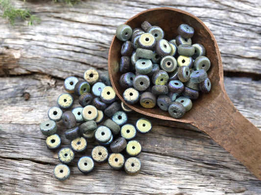 Czech Glass Beads - Heishi Beads - Picasso Beads - Spacer Beads - Rondelle Beads - 6x3mm - 50pcs - (3590)