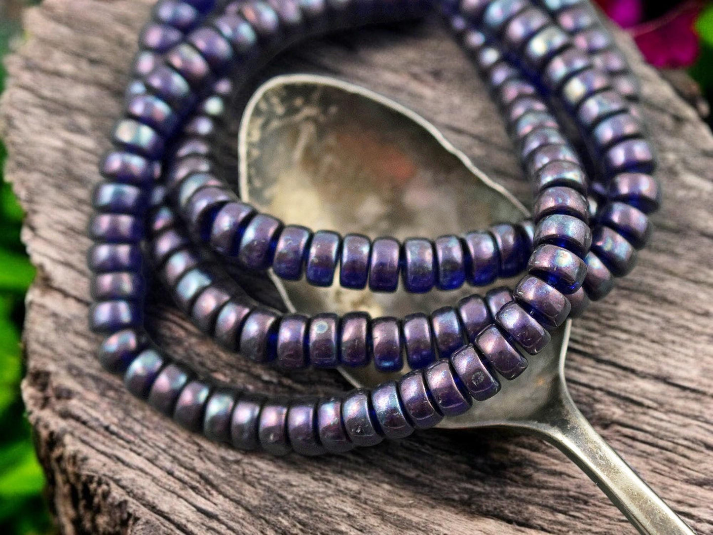 *50* 6x3mm Sapphire MOP Heishi Rondelle Beads