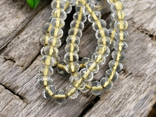 Czech Glass Beads - Rondelle Beads - Czech Rondelles - Firepolish Beads - 25pcs - 5x7mm - (1440)