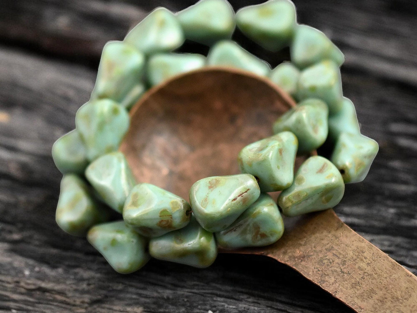 *12* 13x12mm Turquoise Picasso Vintage Style Drop Beads