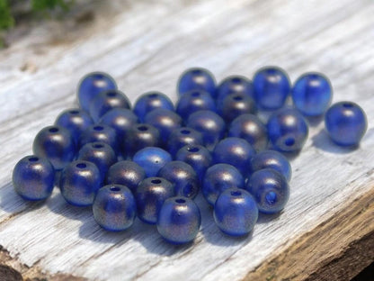 Czech Round Beads - Round Beads - Czech Glass Beads - 4mm Beads - Ultramarine Halo - 35pcs - (816)