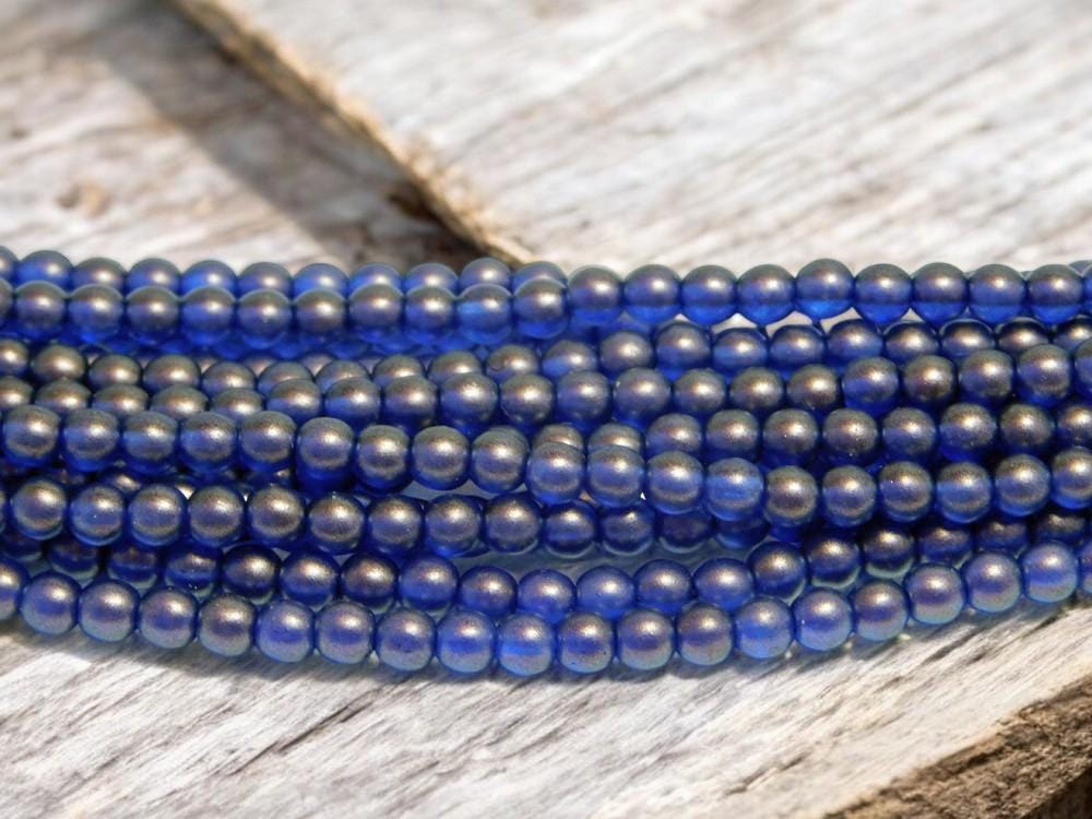 Czech Round Beads - Round Beads - Czech Glass Beads - 4mm Beads - Ultramarine Halo - 35pcs - (816)
