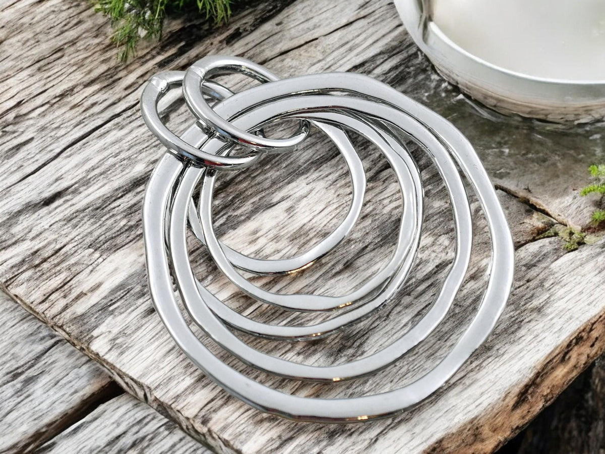 Floating Rings Silver 68x55mm Antique Silver Floating Ring Pendant - The Bead Obsession