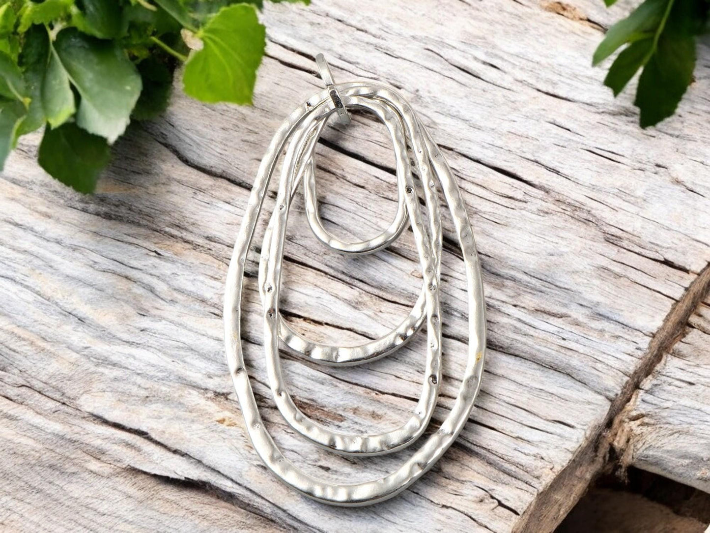 Bohemian Pendant - Medallion Pendant - Floating Ring Pendant - Silver Pendants - Large Pendants - Metal Pendant - (2122)