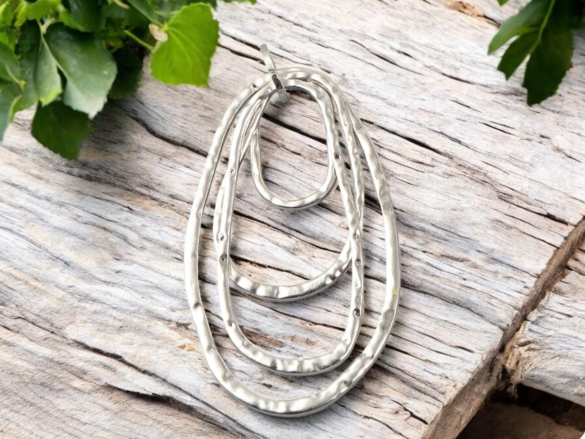 Bohemian Pendant - Medallion Pendant - Floating Ring Pendant - Silver Pendants - Large Pendants - Metal Pendant - (2122)