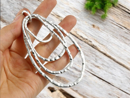 Bohemian Pendant - Medallion Pendant - Floating Ring Pendant - Silver Pendants - Large Pendants - Metal Pendant - (2122)