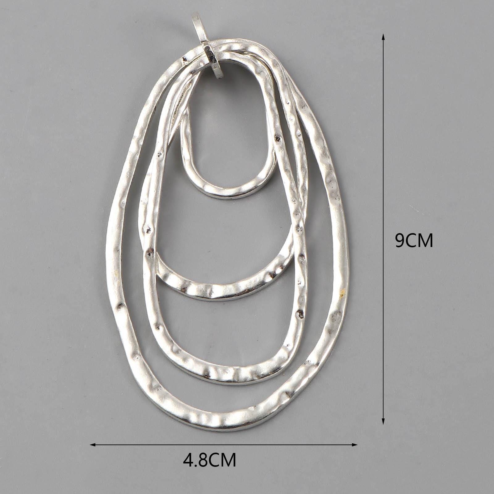 Bohemian Pendant - Medallion Pendant - Floating Ring Pendant - Silver Pendants - Large Pendants - Metal Pendant - (2122)