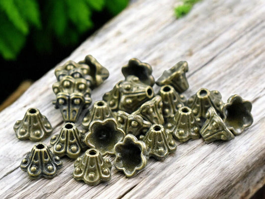 *100* 10x6mm Antique Bronze Scalloped Bead Caps