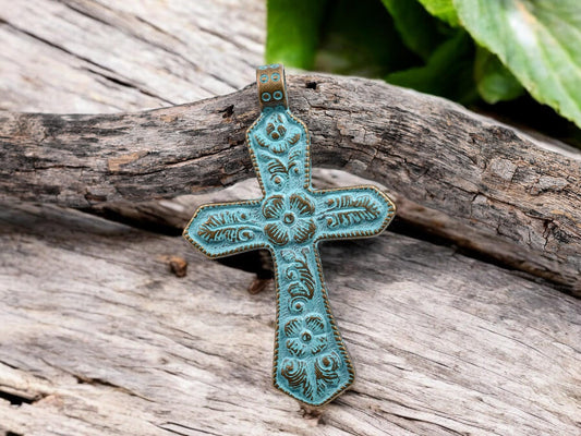 Cross Pendant - Religious Pendant - Metal Pendant - Patina Pendant - 71x44mm - 2pcs - (A138)