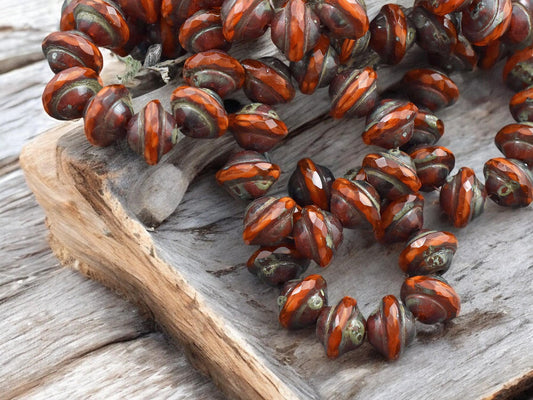 *10* 8x10mm Orange Opaline Picasso Saturn Beads