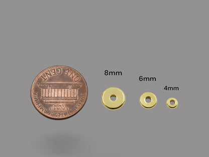 18k Gold Spacer Beads - Gold Heishi Beads - Metal Spacers - Metal Beads - Spacer Beads - Choose Your Size