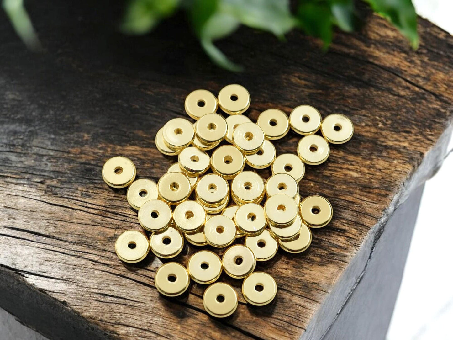 18k Gold Spacer Beads - Gold Heishi Beads - Metal Spacers - Metal Beads - Spacer Beads - Choose Your Size