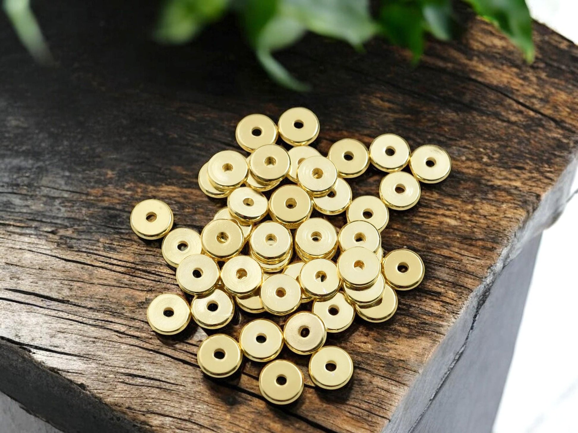 18k Gold Spacer Beads - Gold Heishi Beads - Metal Spacers - Metal Beads - Spacer Beads - Choose Your Size