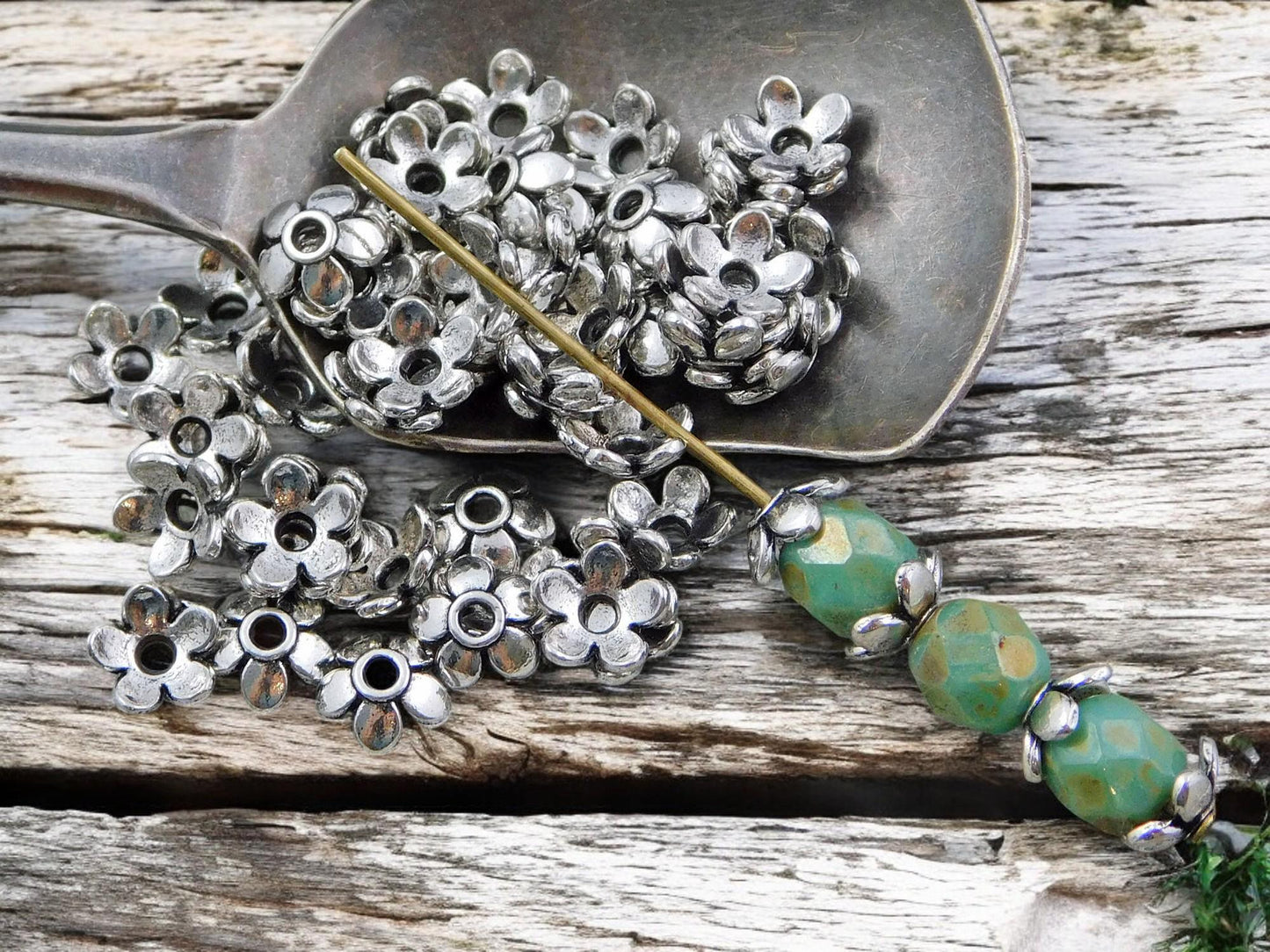 6mm Antique Silver Flower Bead Caps -- 300pcs