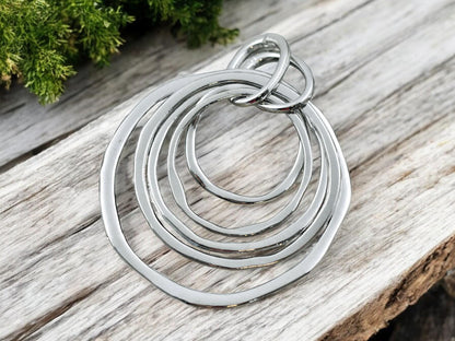Floating Rings Silver 68x55mm Antique Silver Floating Ring Pendant - The Bead Obsession