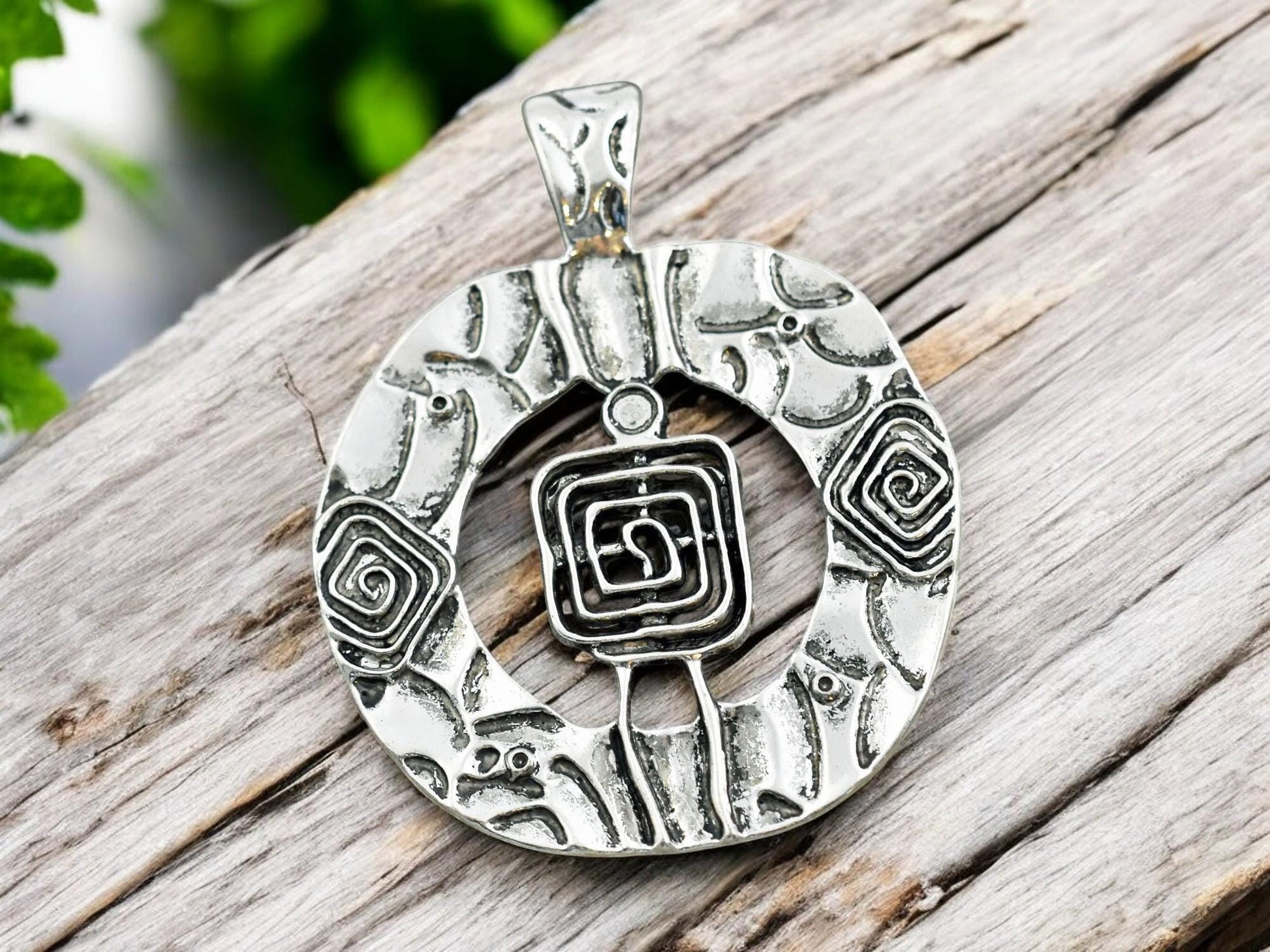 71x56mm Antique Silver Boho Pendant