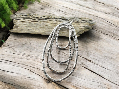 Bohemian Pendant - Medallion Pendant - Floating Ring Pendant - Silver Pendants - Large Pendants - Metal Pendant - (2122)