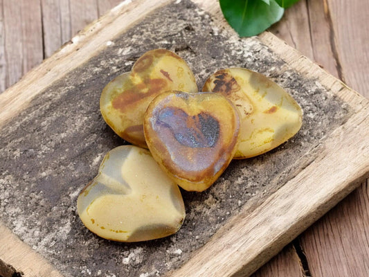 *6* 15mm Matte Brown Crystal Travertine Flat Heart Beads