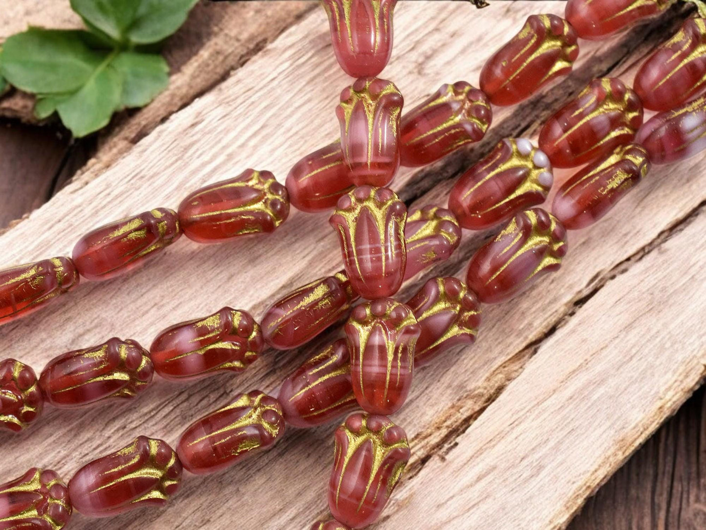 Czech Glass Beads - Flower Beads - Tulip Beads - Czech Glass Flowers - Czech Flower Beads - 12x8mm - (2619)