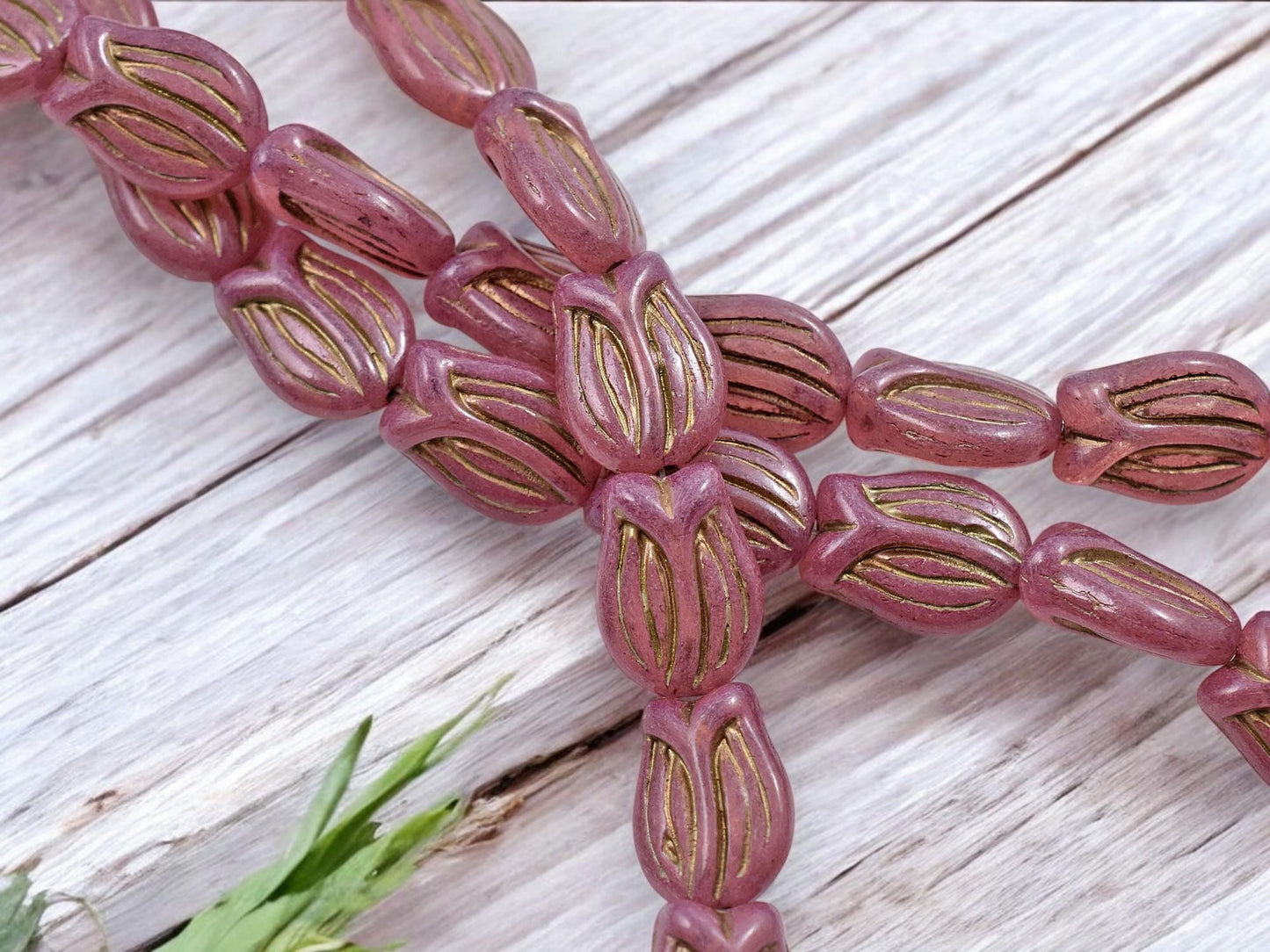Czech Glass Beads - Flower Beads - Floral Beads - Pink Beads - 16x11mm - 10pcs - (3212)