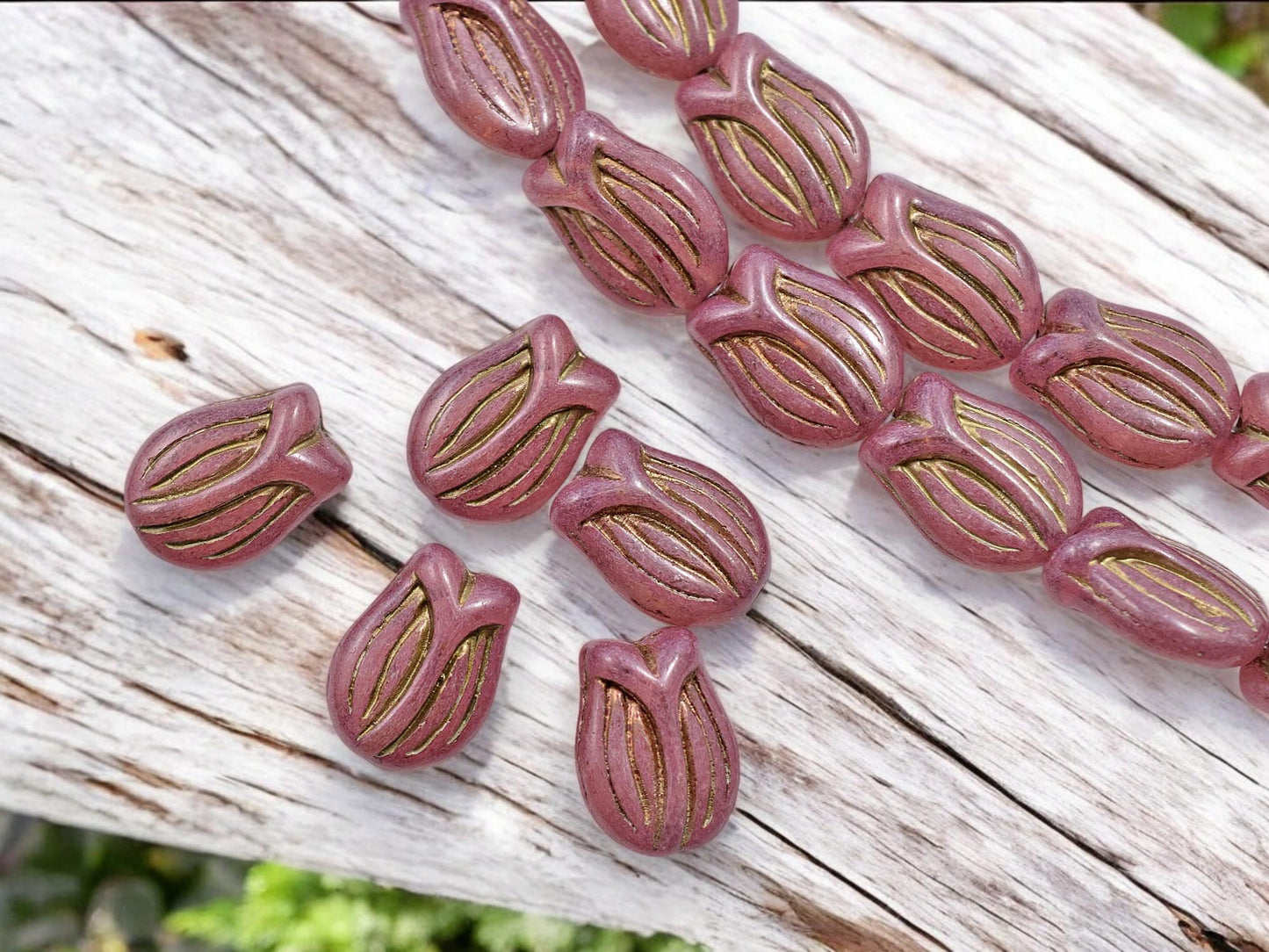 Czech Glass Beads - Flower Beads - Floral Beads - Pink Beads - 16x11mm - 10pcs - (3212)